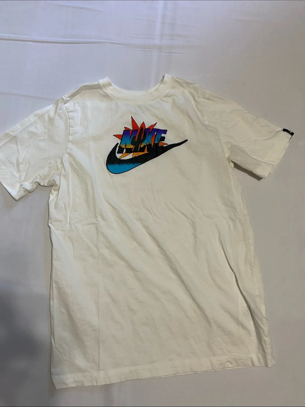 Nike Youth Kid's Logo White Short Sleeve T-shirt Size XL